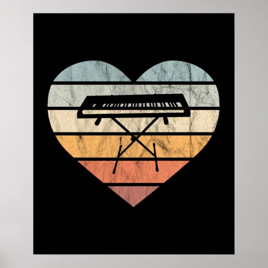 Ik hou van toetsenbord en retro hart van Synthie Poster (Voorkant)