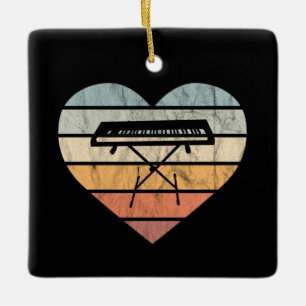 Ik hou van toetsenbord en Synthie Retro Hart Keramisch Ornament