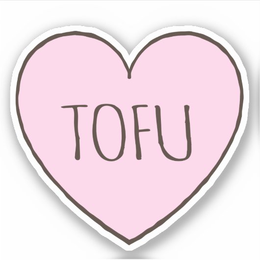 Ik hou van tofu roze hart sticker (Voorkant)