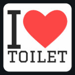 Ik hou van toilet vierkante sticker<br><div class="desc">Ik hou van toilet,  voor badkamerliefhebbers</div>