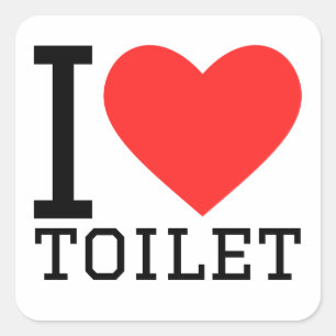 Ik hou van toilet vierkante sticker