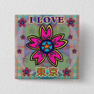 "Ik hou van TOKYO" Flowers Kanji Button
