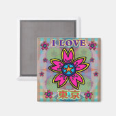 "Ik hou van TOKYO" Flowers Kanji Magnet (Voorkant / Achterkant)