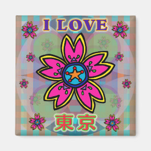 "Ik hou van TOKYO" Flowers Kanji Magnet
