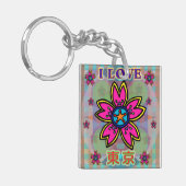 "Ik hou van TOKYO" Flowers Kanji Sleutelhanger (Voorkant Links)