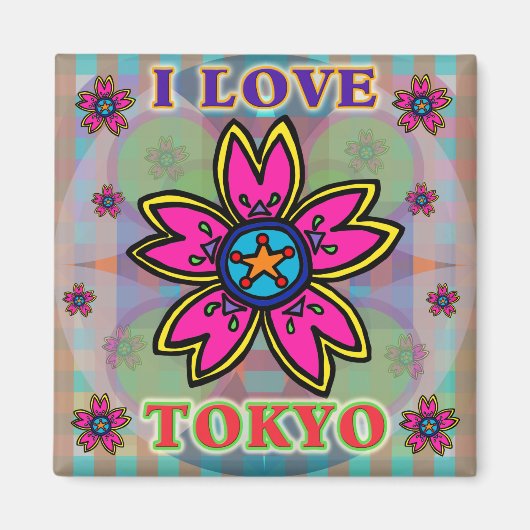 "Ik hou van TOKYO" Flowers Magnet (Voorkant)