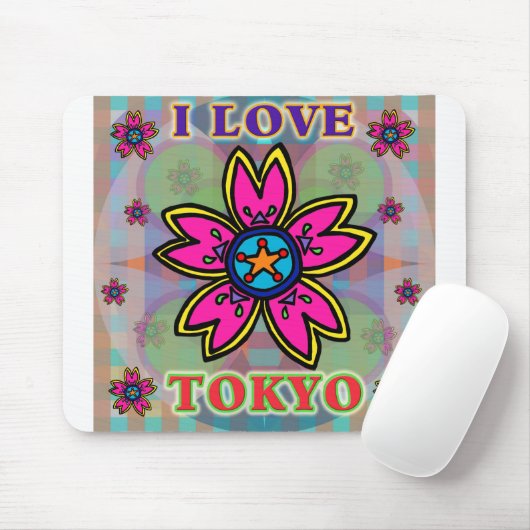 "Ik hou van TOKYO" Flowers Mousepad Muismat (Met muis)