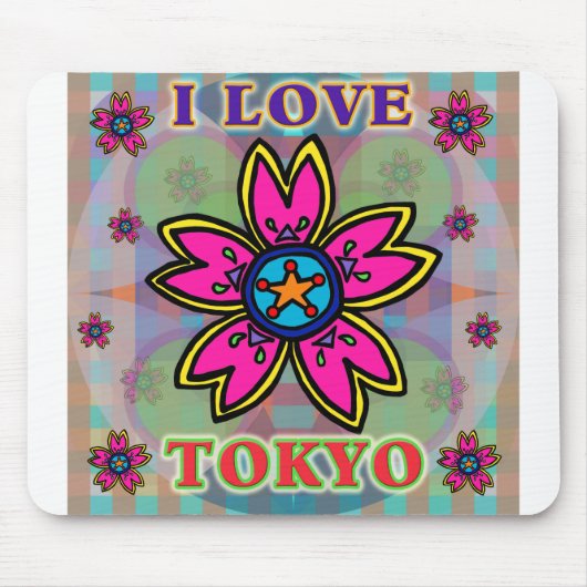 "Ik hou van TOKYO" Flowers Mousepad Muismat (Voorkant)