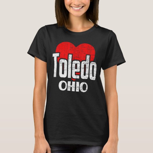 Ik hou van Toledo Ohio Retro Big Heart Toledo Vack T-shirt (Voorkant)