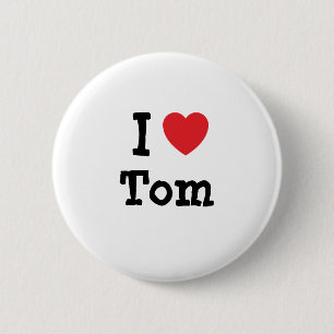 Ik hou van Tom hart op maat Ronde Button 5,7 Cm