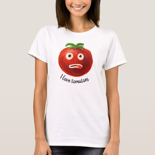 Ik hou van tomaten Kawaii Funny Vegetable T-shirt (Voorkant)