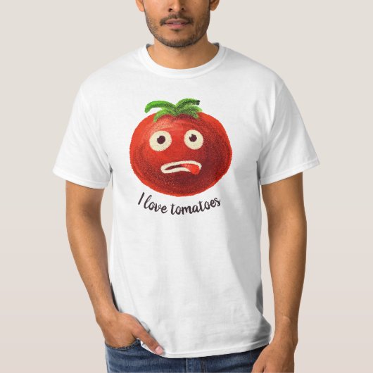 Ik hou van tomaten Kawaii Funny Vegetable T-shirt (Voorkant)