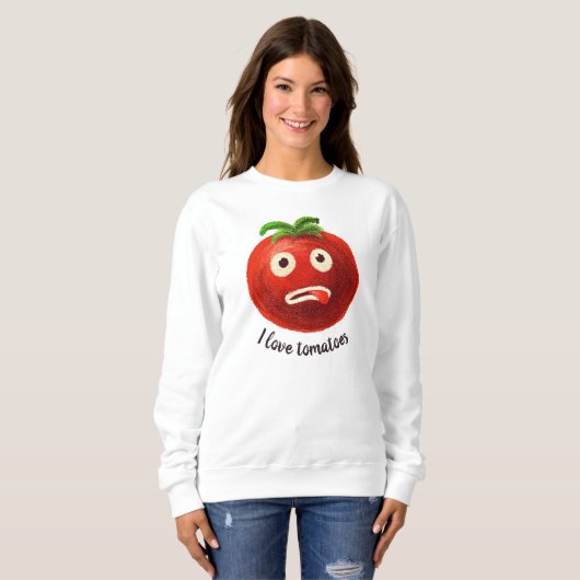 Ik hou van tomaten Kawaii Funny Vegetable Trui (Voorkant volledig)