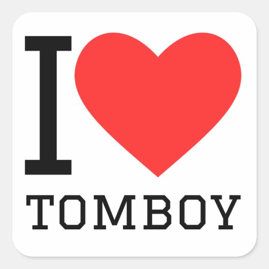 Ik hou van tomboy vierkante sticker (Voorkant)