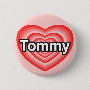 Ik hou van Tommy. Ik hou van je Tommy. Hart Ronde Button 5,7 Cm