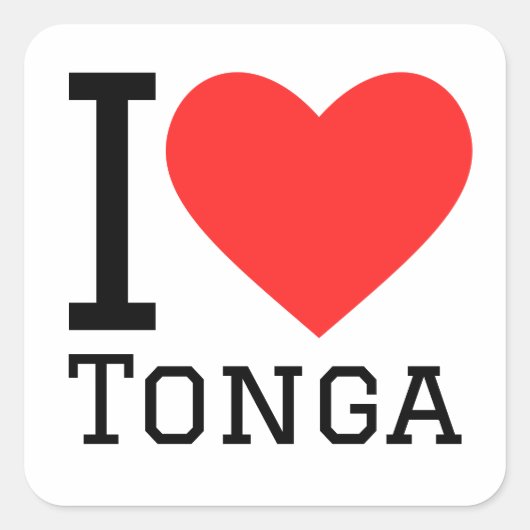 Ik hou van Tonga Vierkante Sticker (Voorkant)
