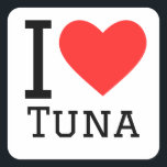 Ik hou van tonijn vierkante sticker<br><div class="desc">Ik hou van tonijn, voor dierenrijk liefhebbers</div>