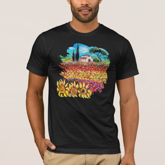 IK HOU VAN TOSCANE EN ZONNEBLOEMEN Toscaanse lands T-shirt (Voorkant)