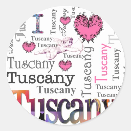 Ik hou van Toscane Ronde Sticker (Voorkant)