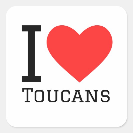 Ik hou van toucans vierkante sticker (Voorkant)