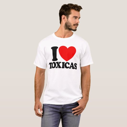 Ik hou van Toxicas Red Heart Toxic Latinas Mannen T-shirt (Voorkant volledig)