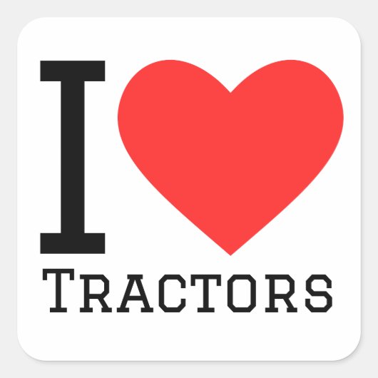 Ik hou van tractoren vierkante sticker (Voorkant)
