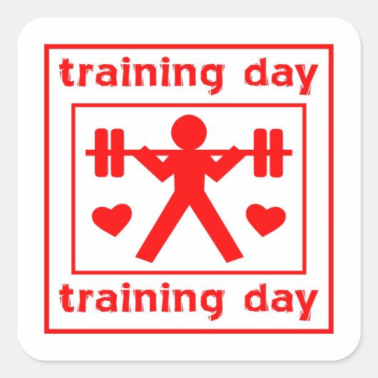 Ik hou van trainingsdag vierkante sticker (Voorkant)