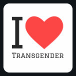 Ik hou van transgender vierkante sticker<br><div class="desc">Ik hou van transgender,  voor lgbt-liefhebbers</div>
