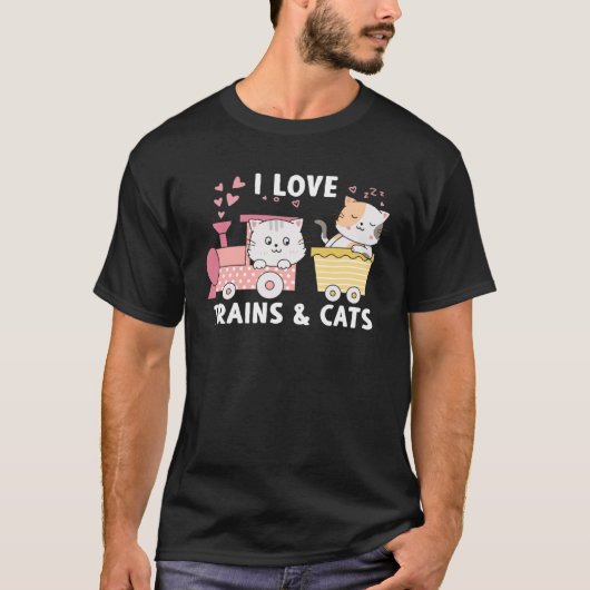 Ik hou van treinen en katten trainen met katten sc t-shirt (Voorkant)