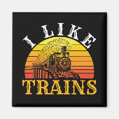 Ik hou van treinen Retro Train Lover Magneet (Voorkant)