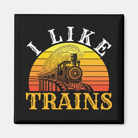 Ik hou van treinen Retro Train Lover Magneet (Voorkant)