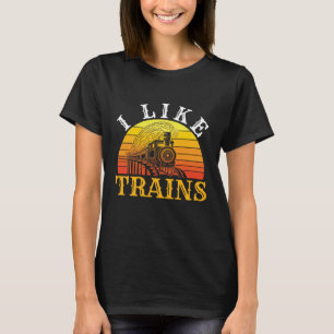 Ik hou van treinen Retro Train Lover T-shirt