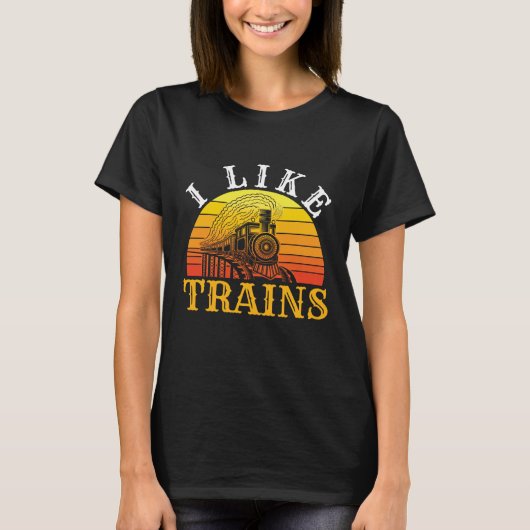 Ik hou van treinen Retro Train Lover T-shirt (Voorkant)