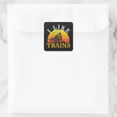 Ik hou van treinen Retro Train Lover Vierkante Sticker (Tas)