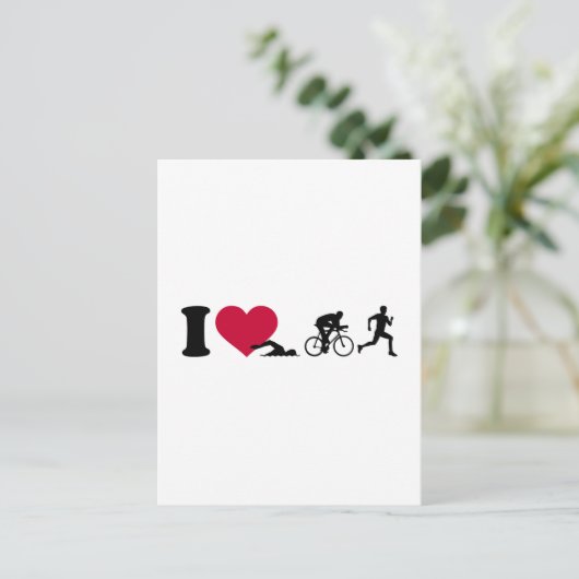 Ik hou van triathlon briefkaart (Staand voorkant)