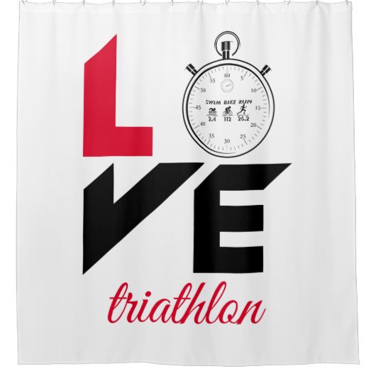 Ik hou van triathlon douchegordijn (Voorkant)
