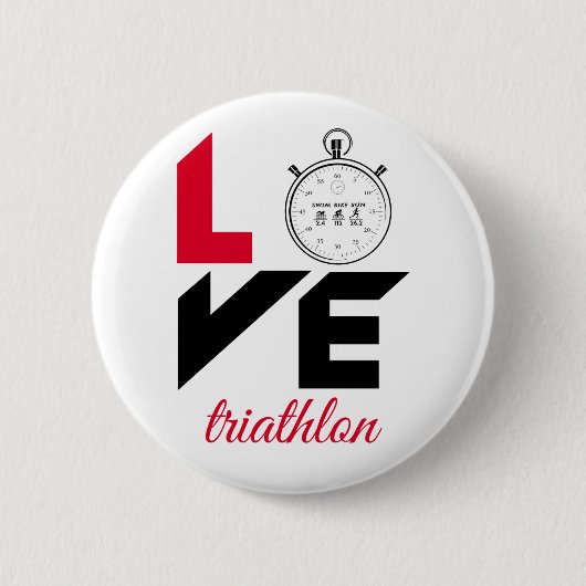 Ik hou van triathlon ronde button 5,7 cm (Voorkant)