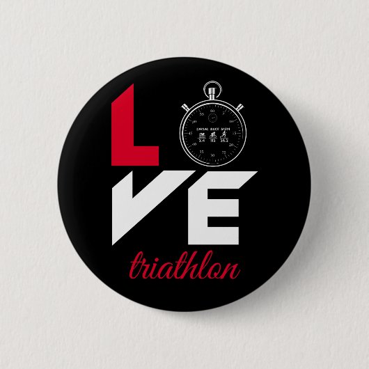 Ik hou van triathlon ronde button 5,7 cm (Voorkant)