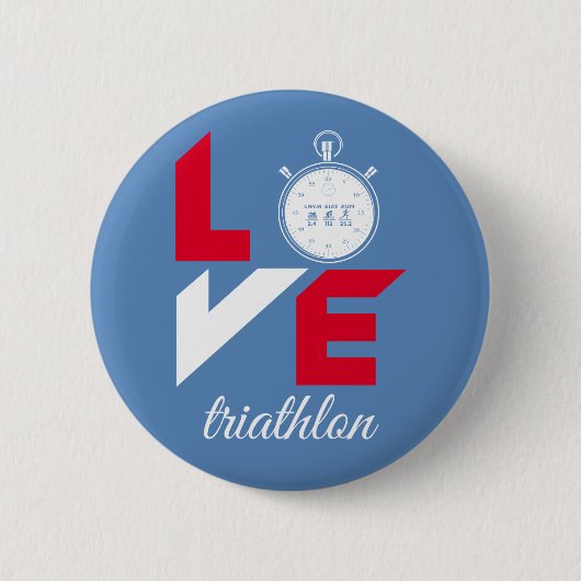 Ik hou van triathlon ronde button 5,7 cm (Voorkant)
