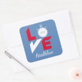 Ik hou van triathlon vierkante sticker (Envelop)