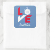 Ik hou van triathlon vierkante sticker (Tas)