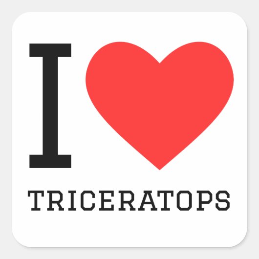Ik hou van triceratops vierkante sticker (Voorkant)
