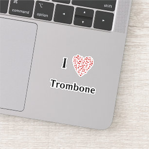 Ik hou van Trombone Rode Hart van Muzieknoten Viny Sticker