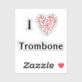 Ik hou van trombone Rode Hart van muzieknoten viny Sticker (Vel)