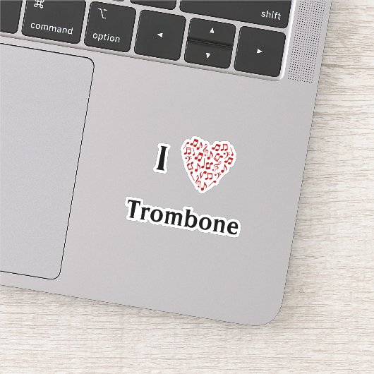 Ik hou van trombone Rood hart van muzieknoten viny Sticker (Detail)