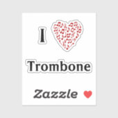 Ik hou van trombone Rood hart van muzieknoten viny Sticker (Vel)