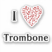 Ik hou van trombone Rood hart van muzieknoten viny Sticker (Voorkant)