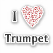 Ik hou van trompet Rood hart van muzieknoten vinyl Sticker (Voorkant)