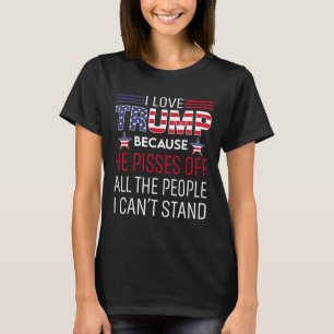 Ik hou van Trump omdat hij kwaad is op de mensen d T-shirt