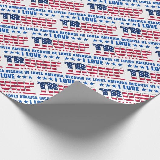 "Ik hou van Trump omdat hij van Amerika houdt" Cadeaupapier (Hoek)